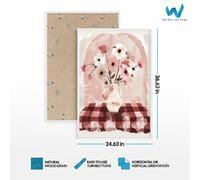 Poster acquerello floreale rosa e bianco vaso e fiori opera d'arte...