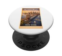 Poster aereo retrò New York City con ponte di Brooklyn PopSockets PopGrip Adesivo