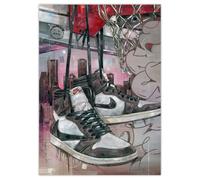 Poster Air Jordan 1 Travis Scott con lacci neri (50 x 70 cm), senza cornice