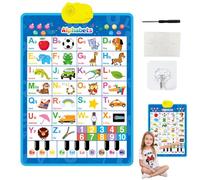 Poster Alfabeto elettronico da parete - Apprendimento audio e testo per bambini 1-3 anni | Poster interattivo e numeri con pianoforte | 41 x 55,5 cm PVC, con gancio e nastro, 310 g