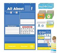 Poster Alphabet - Letter Learning Pocket Chart | Poster Di Apprendimento Per Bambini | Alphabet/Numbers Learning Chart Adatto Per La Scuola Materna Di Decorazioni Per La Parete Della Scuola Matern