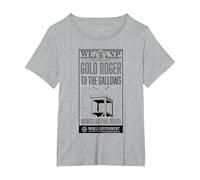 Poster Anime di One Piece Gold Roger To The Gallows Maglietta, Donna Plus-Size, Grigio Melange, 2X