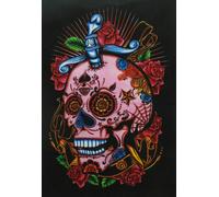 Poster arazzo hippie da appendere arte da parete in cotone stampa teschio flo...