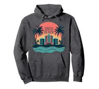 Poster Art Deco con Paradiso Tropicale di South Beach Felpa con Cappuccio, Unisex per Adulti, Grigio Scuro, M