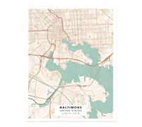 Poster arte da parete mappa della città di Baltimora - stampa d'arte...