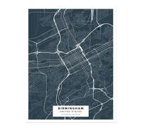 Poster arte da parete mappa della città di Birmingham - decorazione casa...