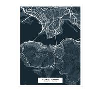Poster arte da parete mappa della città di Hong Kong - arredamento moderno...