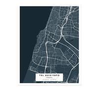 Poster arte da parete mappa della città di Tel Aviv-Yafo - arredamento...