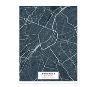 Poster arte da parete mappa di Bruxelles - decorazione urbana minimalista...