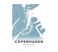 Poster arte da parete mappa di Copenaghen Danimarca design minimalista...