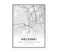 Poster arte da parete mappa di Helsinki - arredamento moderno in bianco e nero