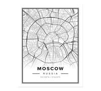 Poster arte da parete mappa di Mosca - elegante arredamento urbano di...