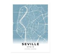 Poster arte da parete mappa di Siviglia Spagna - arredamento moderno...