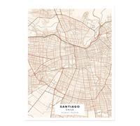 Poster arte da parete mappa Santiago del Cile - stampa d'arte moderna con...