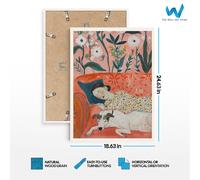 Poster arte floreale Dreamy Rest - arte da parete accogliente donna e cane...