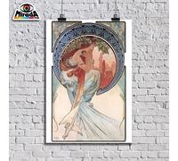 POSTER ARTE LIBERTY Alphonse Mucha - LA POESIA - DONNA FIORI ABITO TOP QUALITY