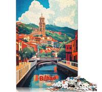 Poster artistico Bilbao Puzzle per adulti Premium 100% riciclato Puzzle difficili per bambini dai 12 anni in su 520 pezzi (52x38 cm)