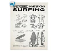 Poster artistico brevetti surf - invenzioni storiche del surf - 18x24 o 24x36