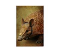 Poster artistico da appendere alla parete, decorazione moderna da appendere, 20 x 30 cm, motivo: Armadillo che gira tranquillamente sotto una salvia silenziata, corazzato contro pericoli invisibili