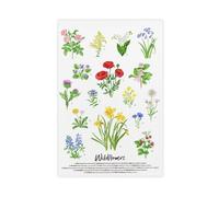 Poster artistico da parete con fiori selvatici e natura botanica, dipinto a mano con acquerelli e fiori, decorazione artistica da parete per casa, bar, ristorante, garage, caffetteria, idea regalo, 50