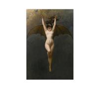 Poster artistico da parete con immagine di Albert Joseph Penot con la donna pipistrello e scritta in inglese "Family Bar", per bar, ristoranti, garage, caffetterie, idea regalo, senza cornice, 40 x 60