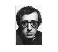 Poster artistico da parete con regista americano Woody Allen in bianco e nero su tela da parete, decorazione per soggiorno, casa 30 x 45 cm