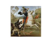 Poster artistico da parete con San Giorgio e il Drago-Raffaello, decorazione per la casa, su tela, 50 x 50 cm