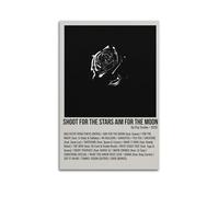Poster artistico da parete con scritta in inglese "Shoot for the Stars Aim for the Moon by Pop Smoke", poster artistico da parete per soggiorno, camera da letto, 60 x 90 cm, senza cornice