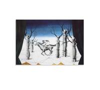 Poster artistico da parete con stampa artistica su tela, motivo: Il fantino perduto di Rene Magritte, decorazione moderna per camera da letto, 30 x 45 cm