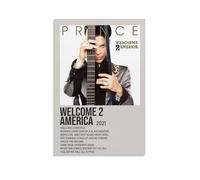 Poster artistico da parete con stampa artistica su tela, stampa artistica da parete con scritta "Welcome 2 America by Prince", per stanza, 40 x 60 cm, senza cornice