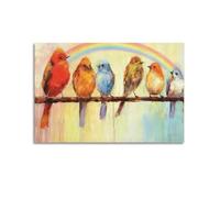 Poster artistico da parete con uccelli che cantano, stampa su tela con uccellini che cantano, opera d'arte su filo metallico, per casa, soggiorno, cucina, camera da letto, decorazione da parete, 50 x