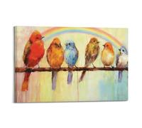 Poster artistico da parete con uccelli che cantano, stampa su tela con uccellini che cantano, opera d'arte su filo metallico, per casa, soggiorno, cucina, camera da letto, decorazione da parete, 50 x