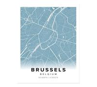 Poster artistico da parete mappa della città di Bruxelles - elegante stampa...