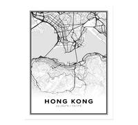 Poster artistico da parete mappa della città di Hong Kong - decorazione...