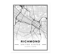 Poster artistico da parete mappa della città di Richmond - Stampa d'arte...