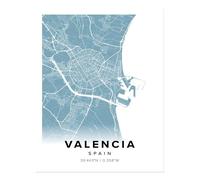 Poster artistico da parete mappa della città di Valencia - elegante stampa...