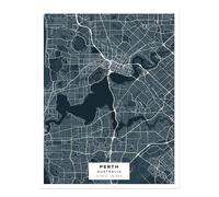 Poster artistico da parete mappa di Perth - Design moderno del paesaggio...