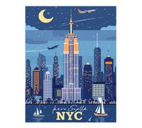 Poster artistico da parete NYC Skyline Night - arredamento urbano moderno...