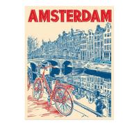 Poster artistico da parete scena canale bicicletta Amsterdam qualità premium