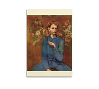 Poster artistico da parete su tela con il ragazzo con flauto Pablo Picasso, poster artistico da parete con album musicali e film, pittura decorativa per soggiorno e camera da letto, 20 x 30 cm, senza