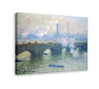 Poster artistico da parete su tela con stampa di Claude Monet con Waterloo Bridge, Londra, 30,5 x 45,7 cm