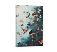 Poster artistico da parete su tela, immagini personalizzate, stampa di molte farfalle che volano, immagini da parete in stile moderno, con molte farfalle che volano, poster estetico per soggiorno