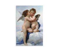 Poster artistico da parete su tela, motivo: Cupido e psiche come bambini, il primo bacio di William Adolphe Bouguereau, decorazione moderna per camera da letto, 30 x 45 cm