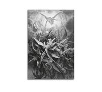 Poster artistico da parete su tela, motivo: La caduta degli angeli ribelli di Gustave Dore, decorazione artistica da parete per soggiorno e camera da letto, 40 x 60 cm, senza cornice