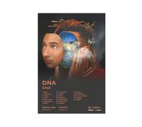 Poster artistico del Ghali, motivo: rapper, cantante, hip hop, musica rap e album DNA con copertina del DNA e lista delle tracce dei fan, poster su tela, decorazione artistica da parete per soggiorno
