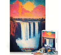 Poster artistico del tramonto delle Cascate Vittoria - Puzzle per ragazzi - 1000 pezzi - Allenamento intelligente - Tempo libero felice - Taglio perfetto - Gioia natalizia (50x75cm)