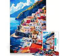 Poster artistico della Costiera Amalfitana,puzzle da 1000 pezzi,divertimento e allenamento mentale,pezzi che si incastrano perfettamente,hobby affascinante per i momenti di svago (38x26cm)