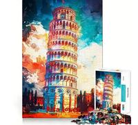 Poster artistico della Torre di Pisa, puzzle da 1000 pezzi per ragazzi, gioco di logica, divertimento in famiglia, bordo trasparente, calda sorpresa (38x26cm)