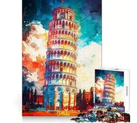 Poster artistico della Torre di Pisa, puzzle da 1000 pezzi per ragazzi, gioco di logica, divertimento in famiglia, bordo trasparente, calda sorpresa (38x26cm)
