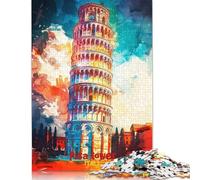 Poster artistico della Torre di Pisa, puzzle per adulti, puzzle premium in cartone riciclato al 100%, puzzle per adulti e bambini, 520 pezzi (52x38 cm)